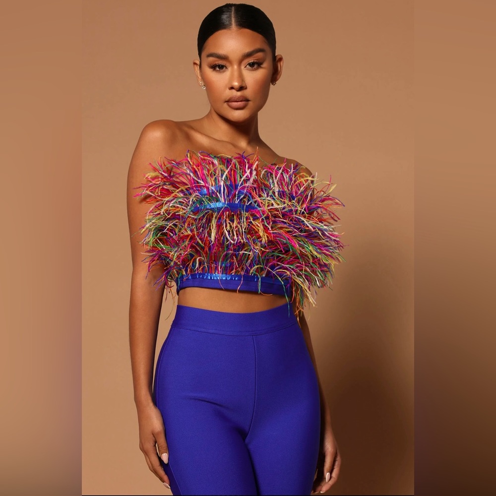 Feather two piece Pants set